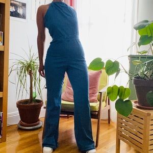 Denim Halter Jumpsuit